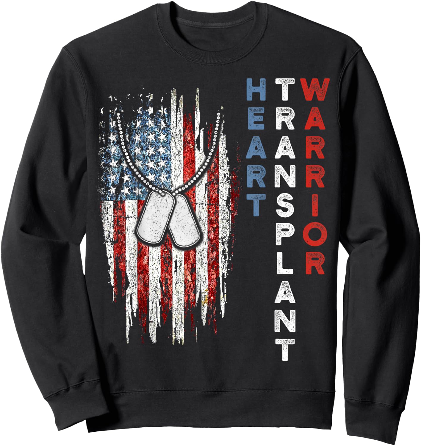Heart Transplant Recipient Heart Flag US Surgery Survivor Sweatshirt - Sweatshirt | Black
