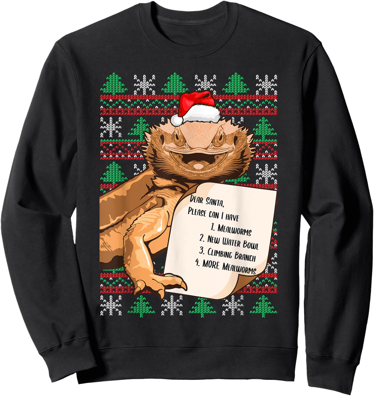 Funny Bearded Dragon Christmas Apparel Reptile Lover Lizard Sweatshirt - Sweatshirt | Black