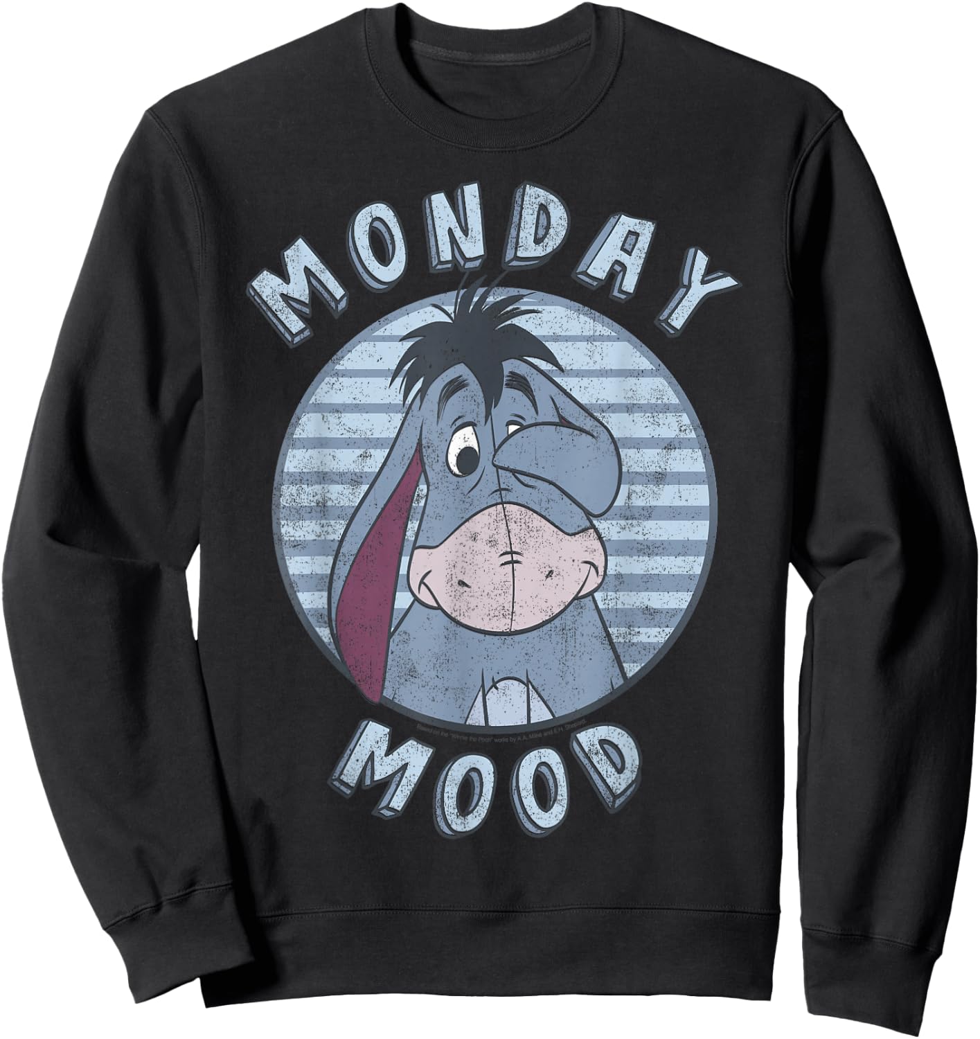 Disney Winnie The Pooh Eeyore Monday Mood Vintage Circle Sweatshirt - Sweatshirt | Black