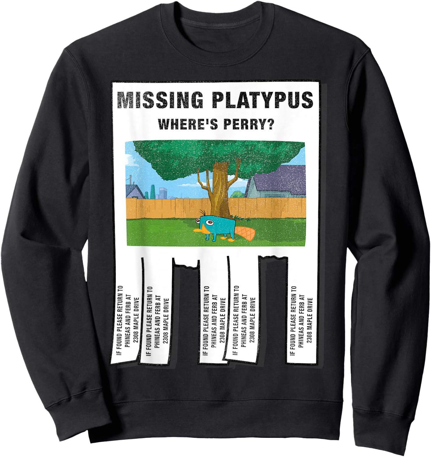 Disney Phineas and Ferb Missing Platypus Poster Small Sweatshirt - Sweatshirt | Black