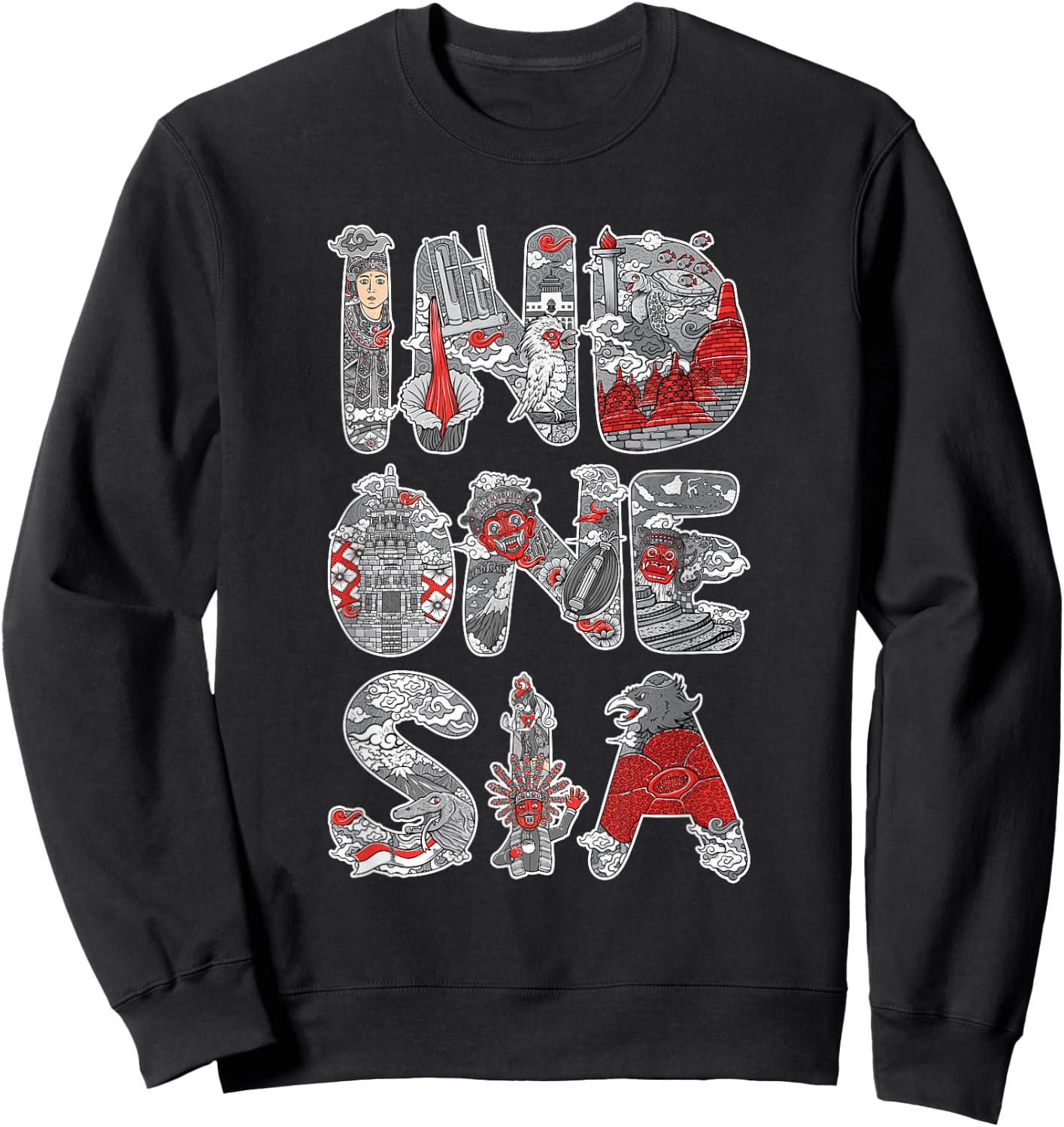 Asia Borobudur Temple Indonesia Sweatshirt - Sweatshirt | Black