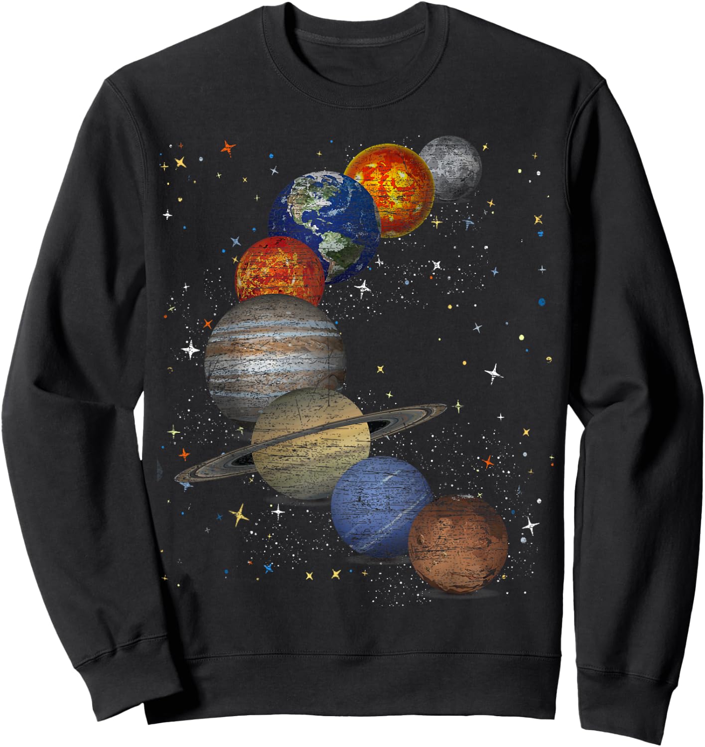 Galaxy Planets Sun Universe Outer Space Science Sweatshirt - Sweatshirt | Black