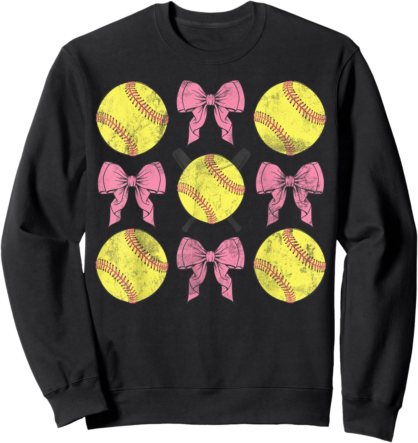 Softball Coquette Bows Game Day Softball Lover Sweatshirt - Sweatshirt | Black