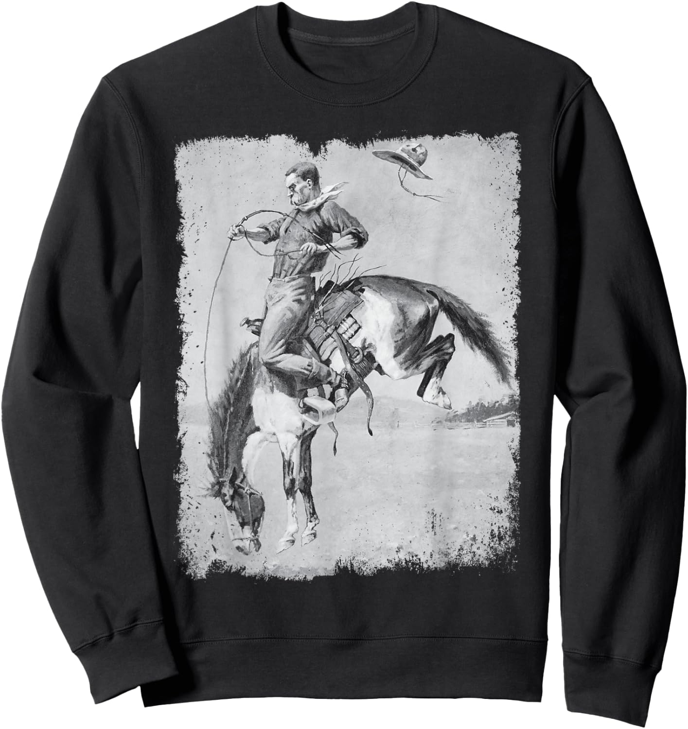 Cowboy Rodeo Horse Western Country Vintage Bronco Riding USA Sweatshirt - Sweatshirt | Black