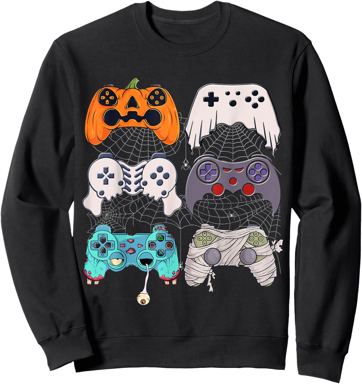 Halloween Skeleton Zombie Gaming Controllers Mummy Boys Kids Sweatshirt - Sweatshirt | Black