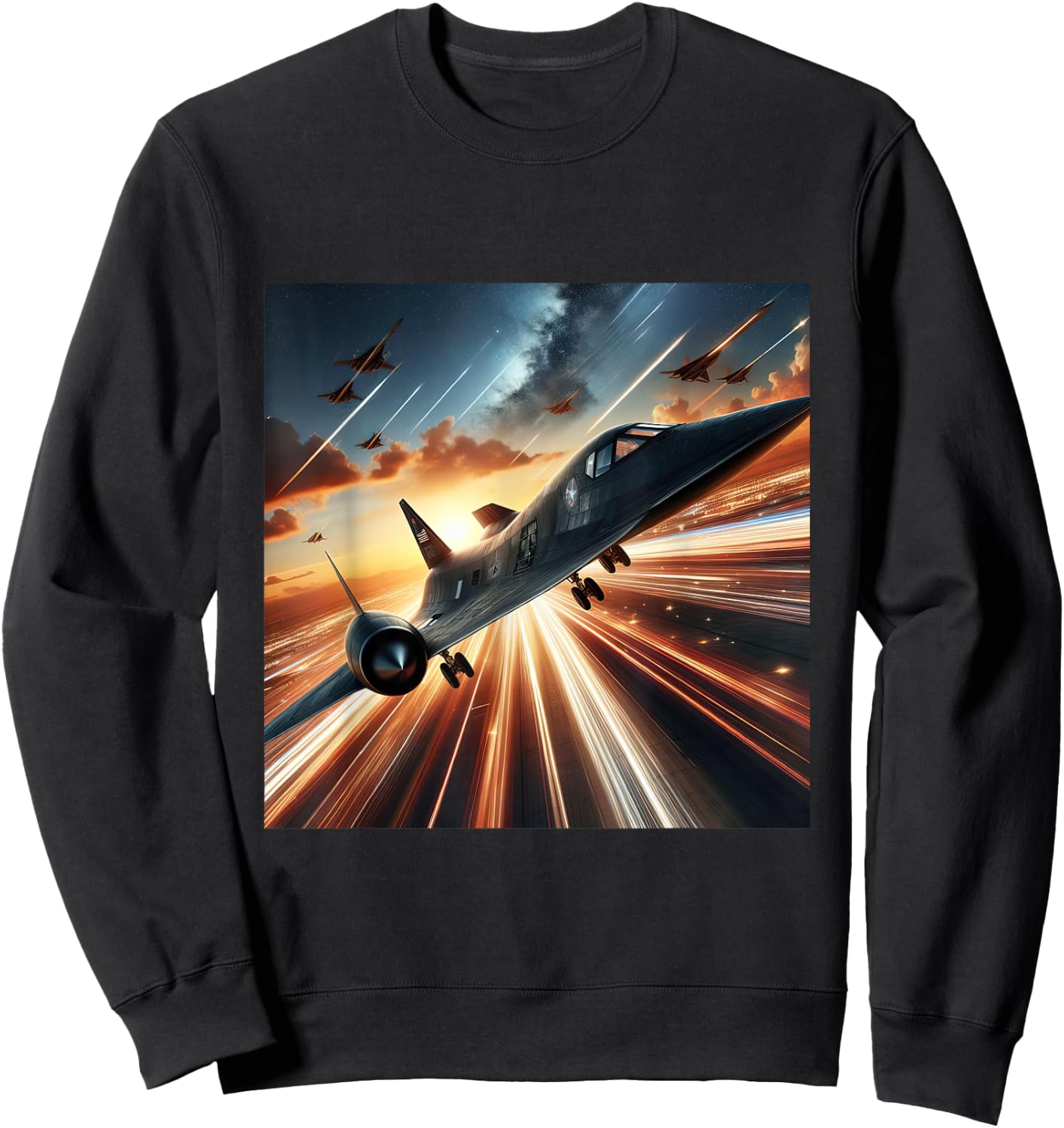 SR 71 Blackbird Fighter Jet Military Aircraft Sweatshirt - Sweatshirt | Black