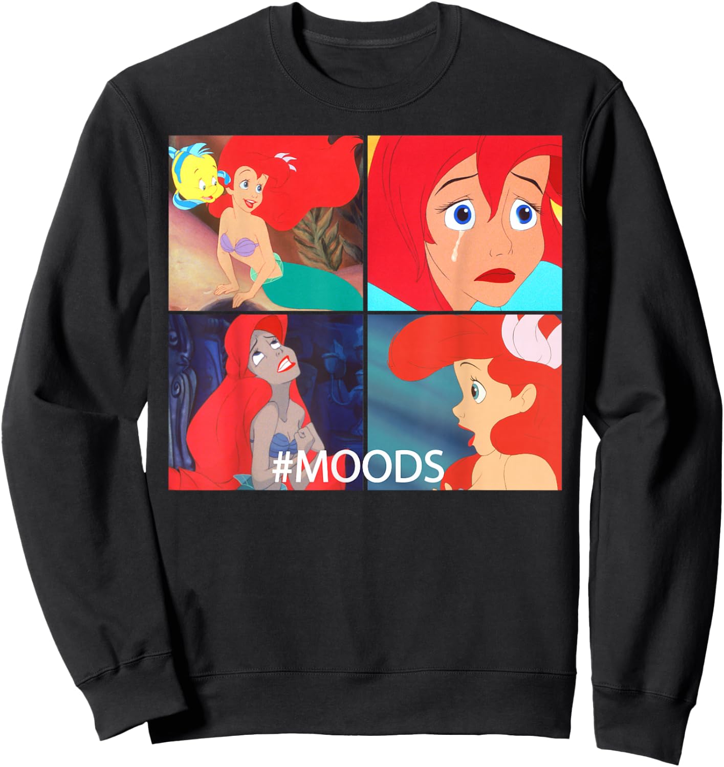 Disney The Little Mermaid Ariel Mood Panels Small Sweatshirt - Sweatshirt | Black
