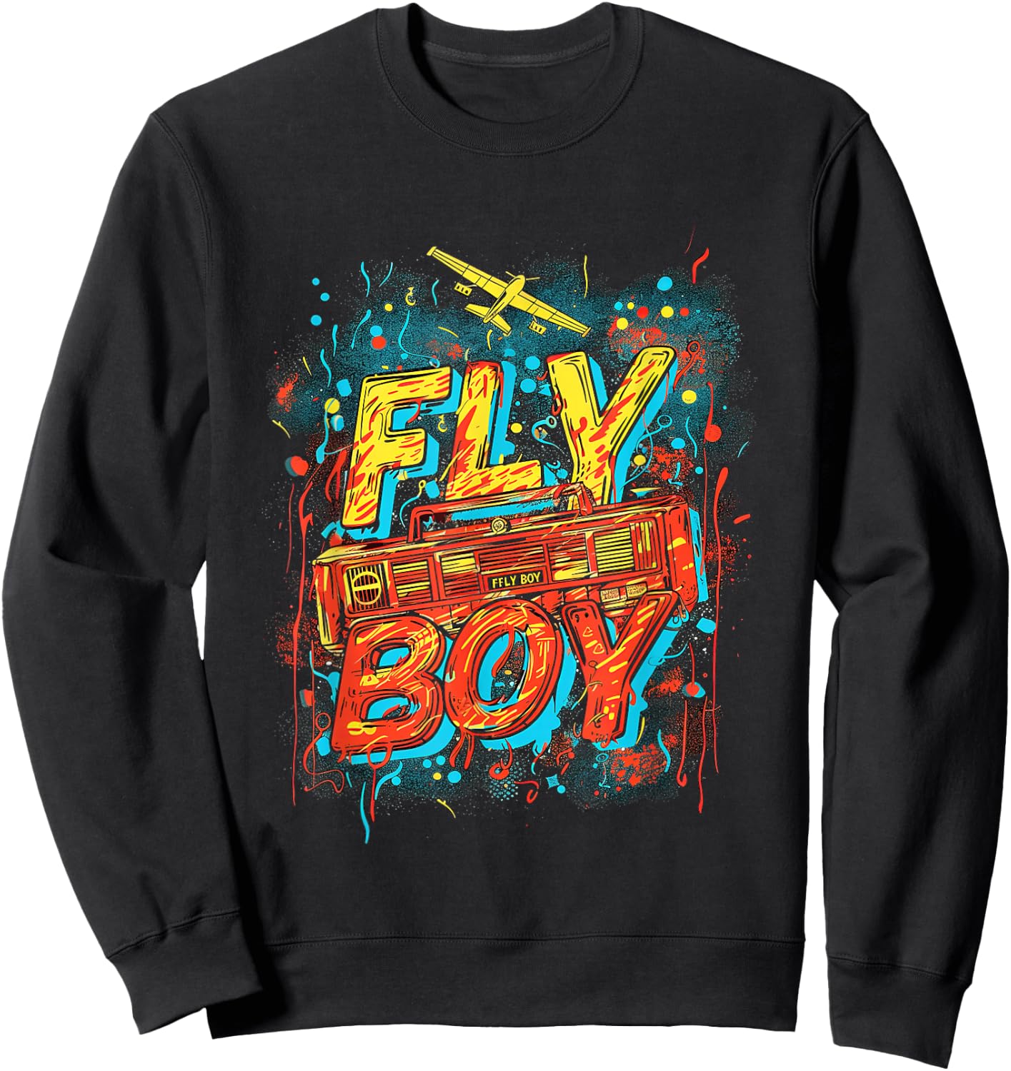 Fly Boy Hip Hop 80s 90s Urban Graffiti Style Sweatshirt - Sweatshirt | Black