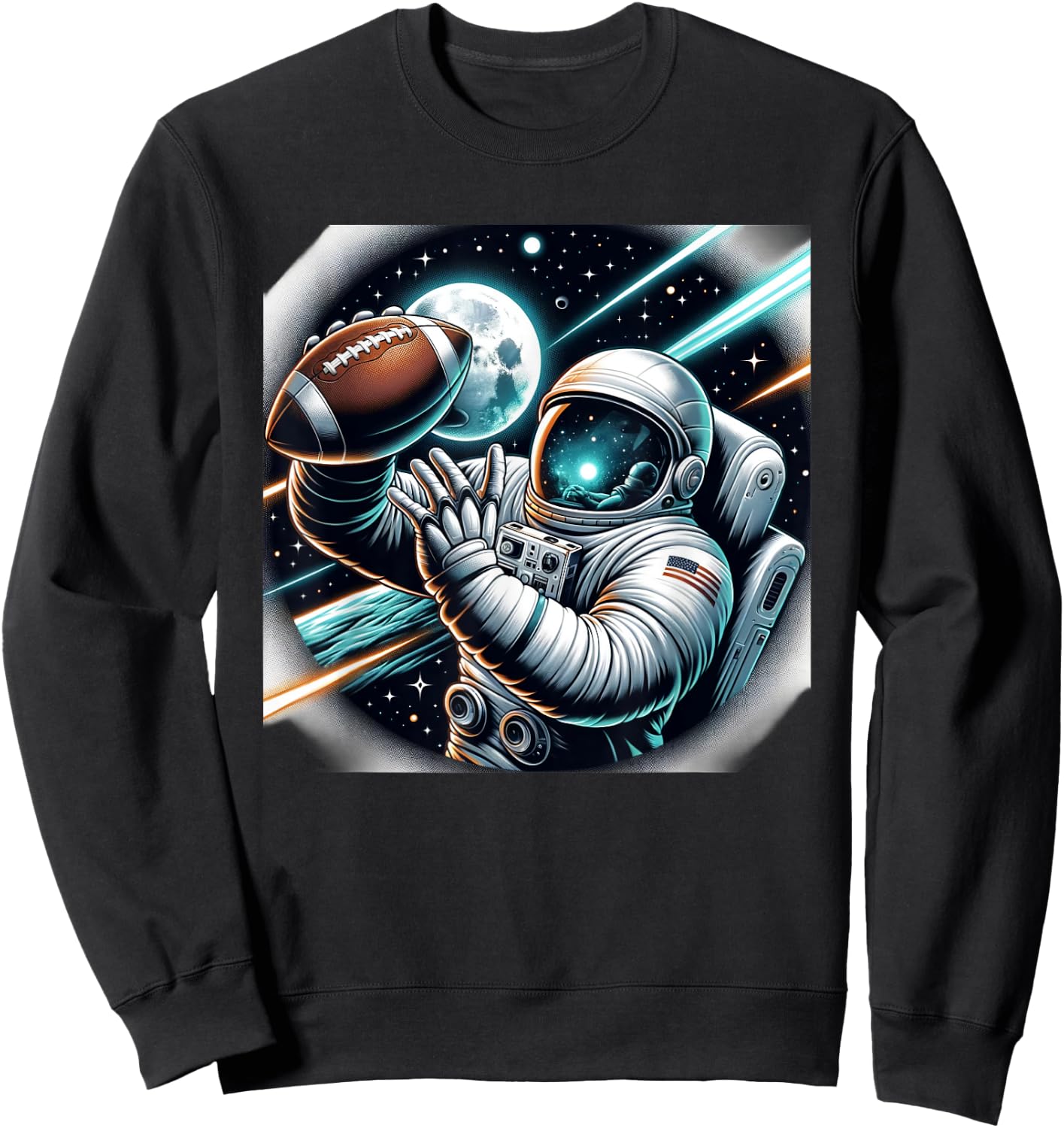 Astronaut Playing Football In Space Sweatshirt - Sweatshirt | Black