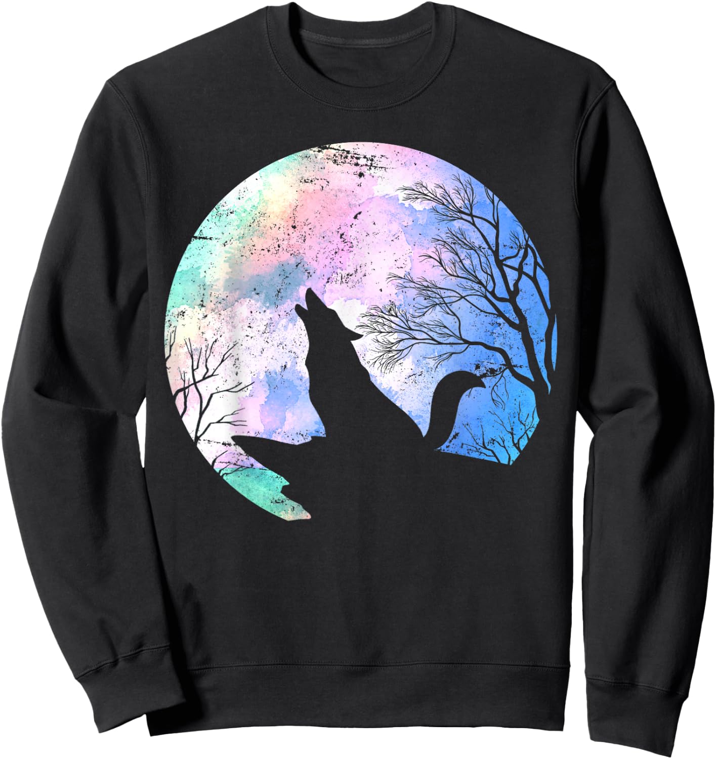 Forest Animal Wolf Predator Gift Wildlife Full Moon Wolf Sweatshirt - Sweatshirt | Black