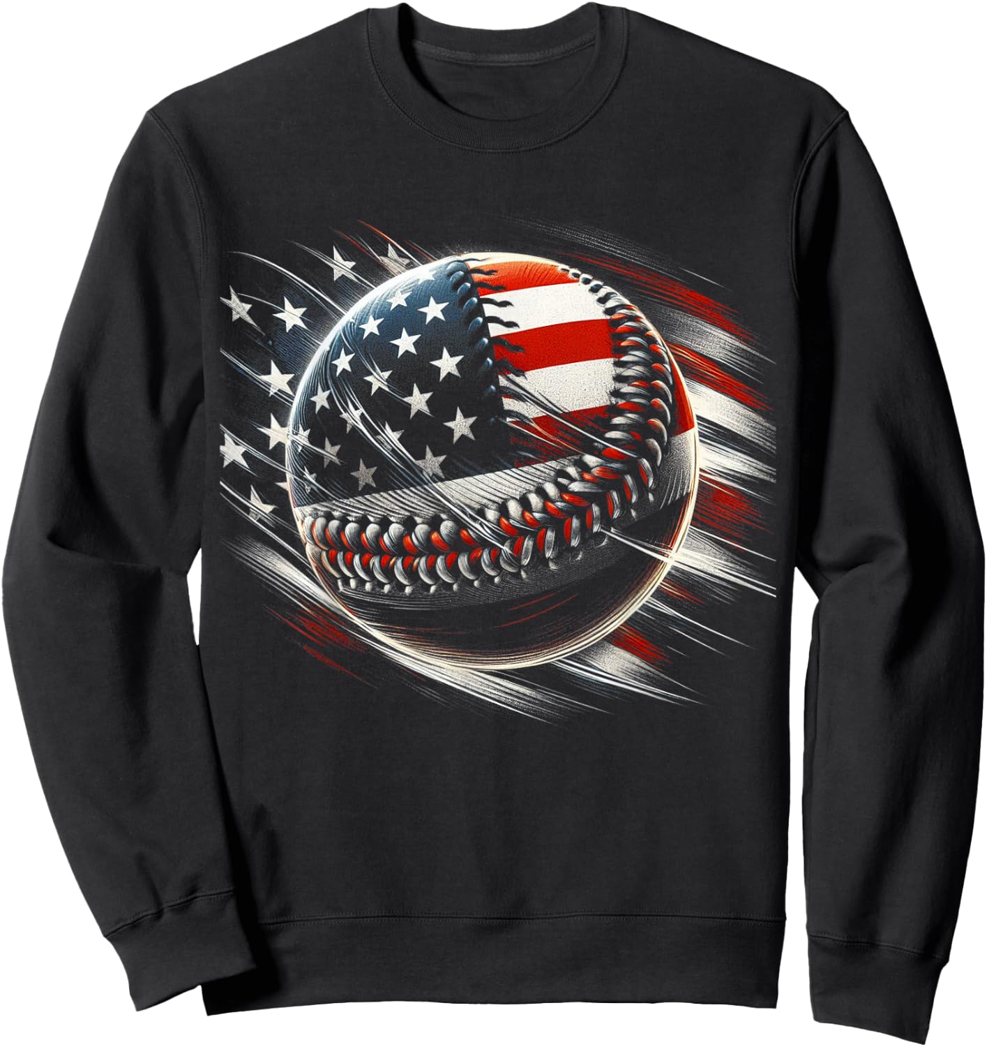Baseball 4th Of July Men USA American Flag Boys Patriotic Sweatshirt - Sweatshirt | Black