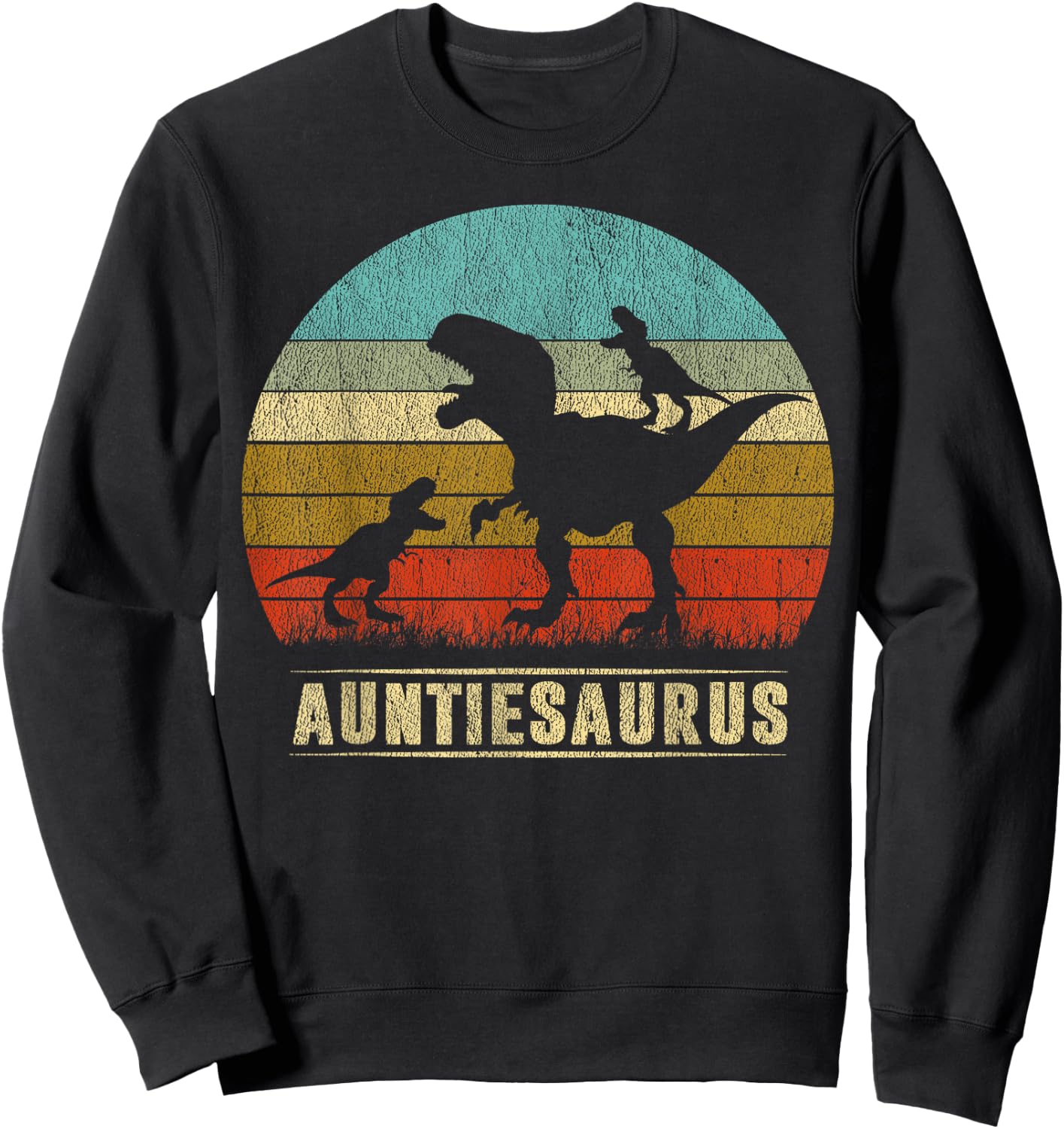 Auntie Dinosaur Auntiesaurus 2 Two kids Matching christmas Sweatshirt - Sweatshirt | Black