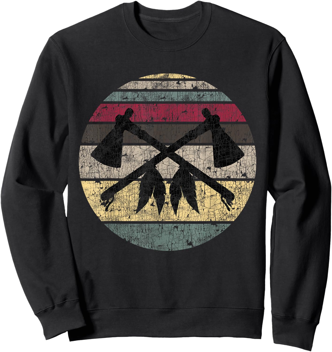 Vintage Native American Throwing Axe Tomahawk Indian Gift Sweatshirt - Sweatshirt | Black