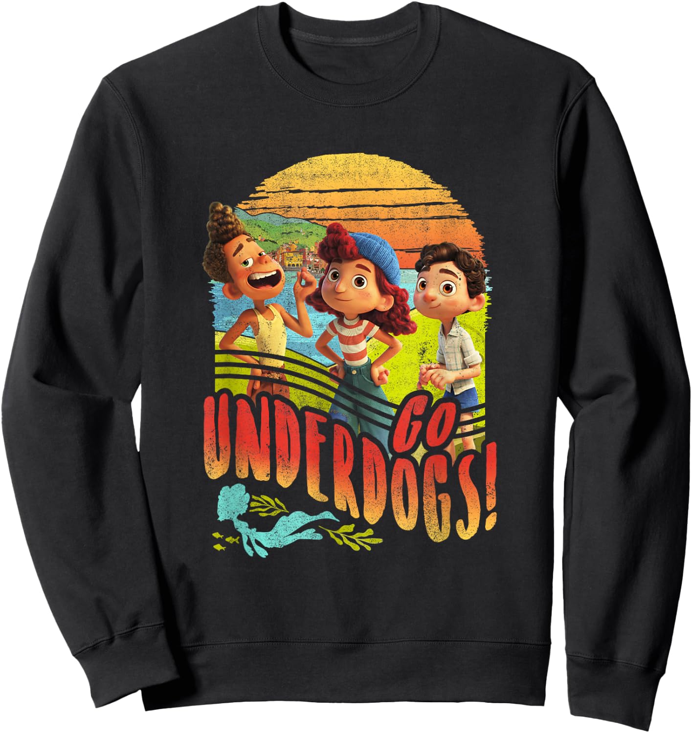 Disney Pixar Luca Go Underdogs Group Shot Small Sweatshirt - Sweatshirt | Black