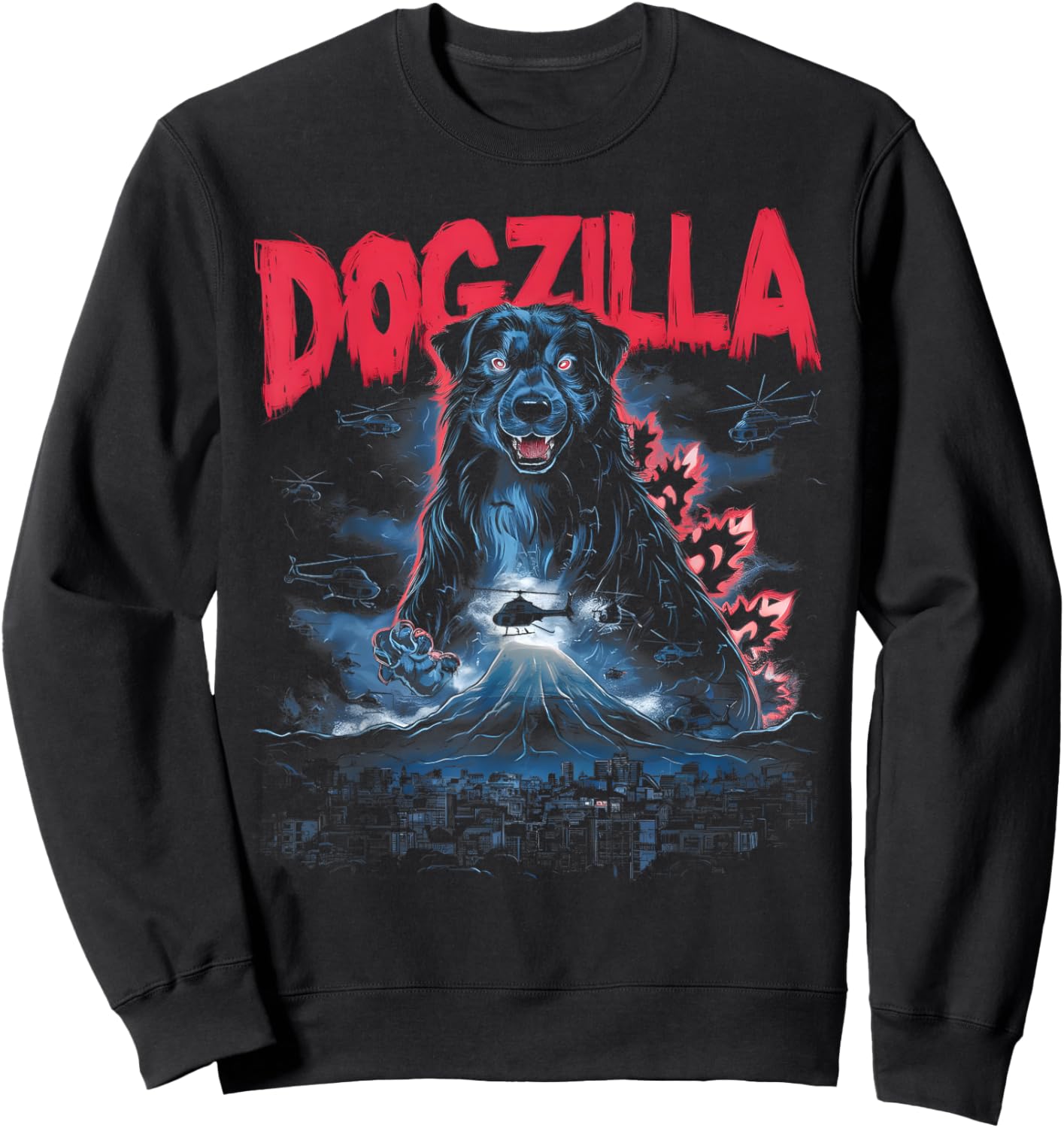 Dogzilla Funny Giant Australian Shepherd Dog graphic art Sweatshirt - Sweatshirt | Black