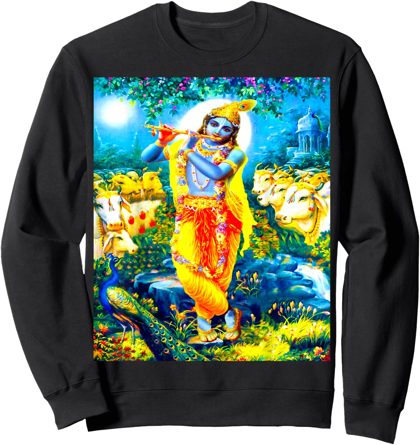 Angel Light Store Krishna Hindu God Indian Deity Eastern Religion , Small, Black Sweatshirt - Sweatshirt | Black