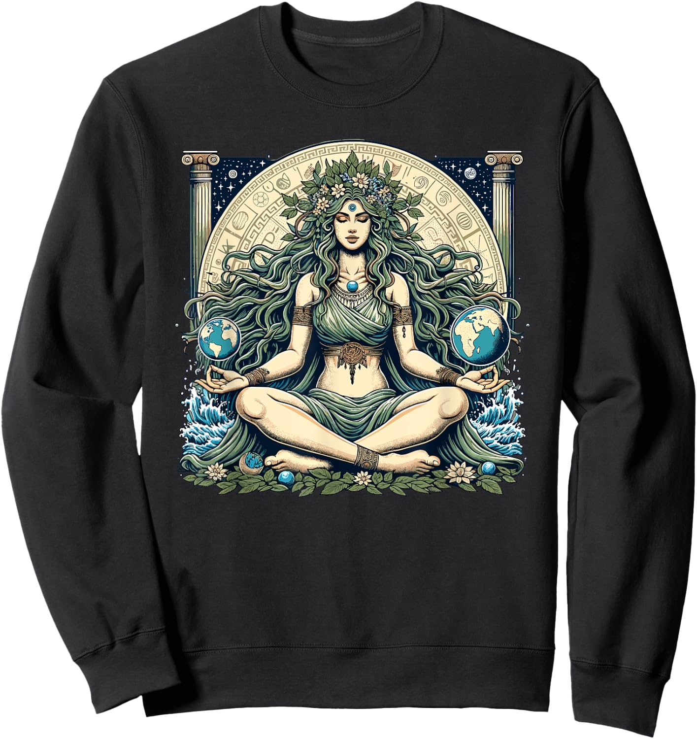 Earth Day Gaia Greek Pagan Mother Earth Hippie Nature Witchy Sweatshirt - Sweatshirt | Black