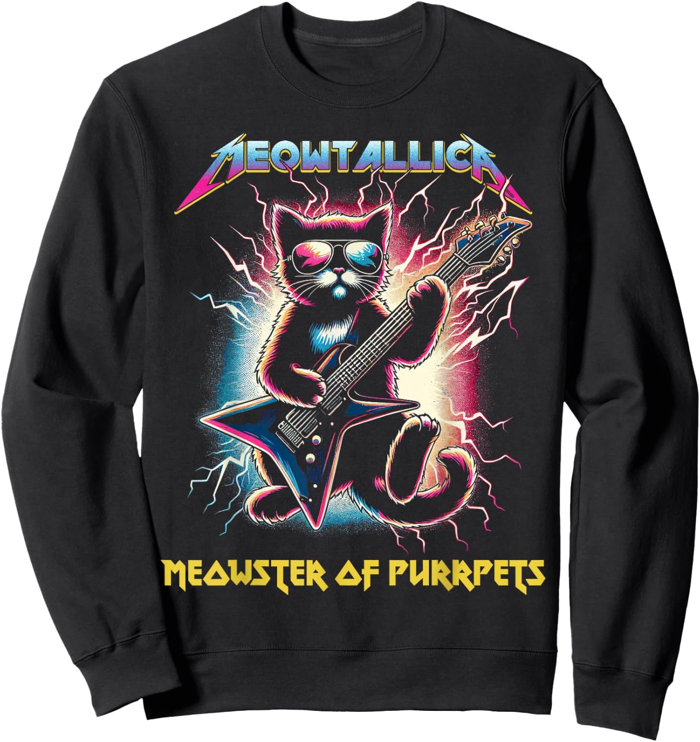 Meowtallica Meowster of Purrpets - Funny Cat Sweatshirt - Sweatshirt | Black