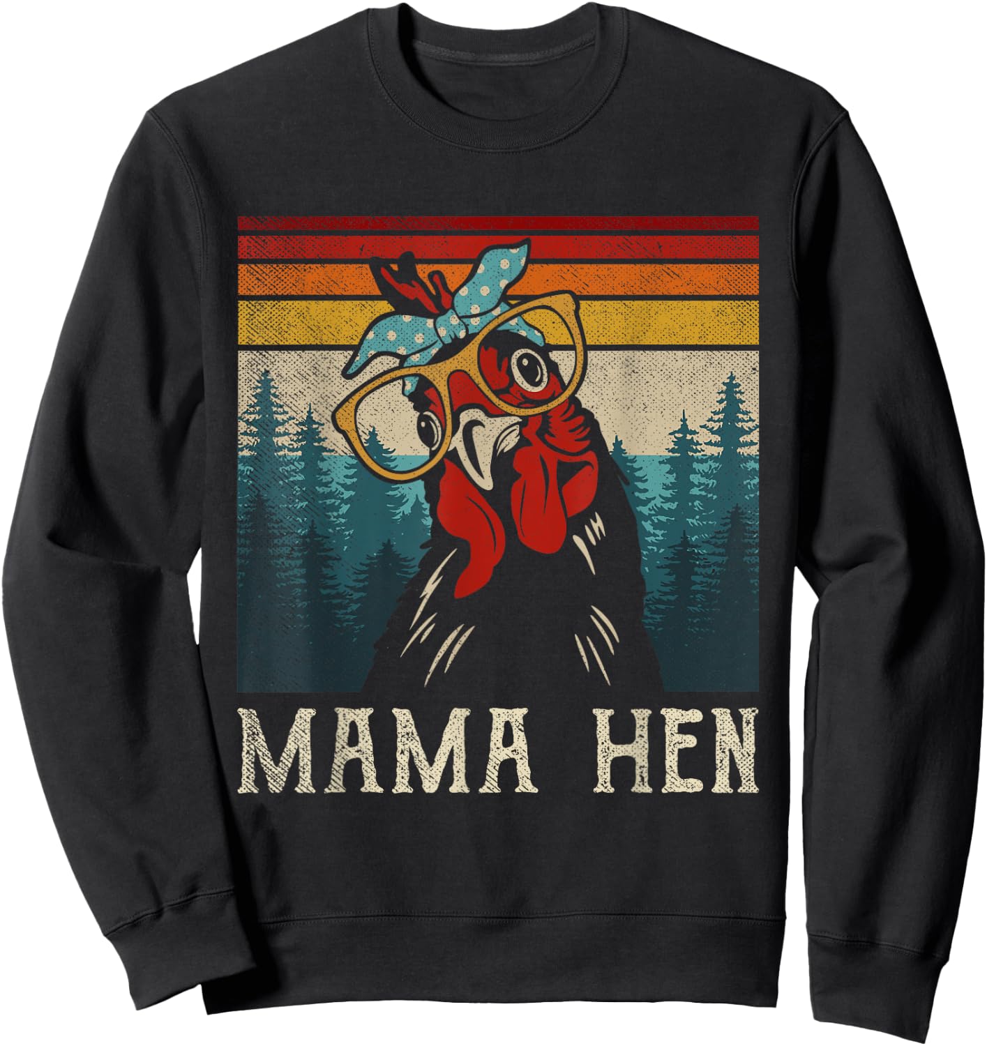 Funny Mama Hen Shirt Vintage Retro Chicken Mom Mother Sweatshirt - Sweatshirt | Black