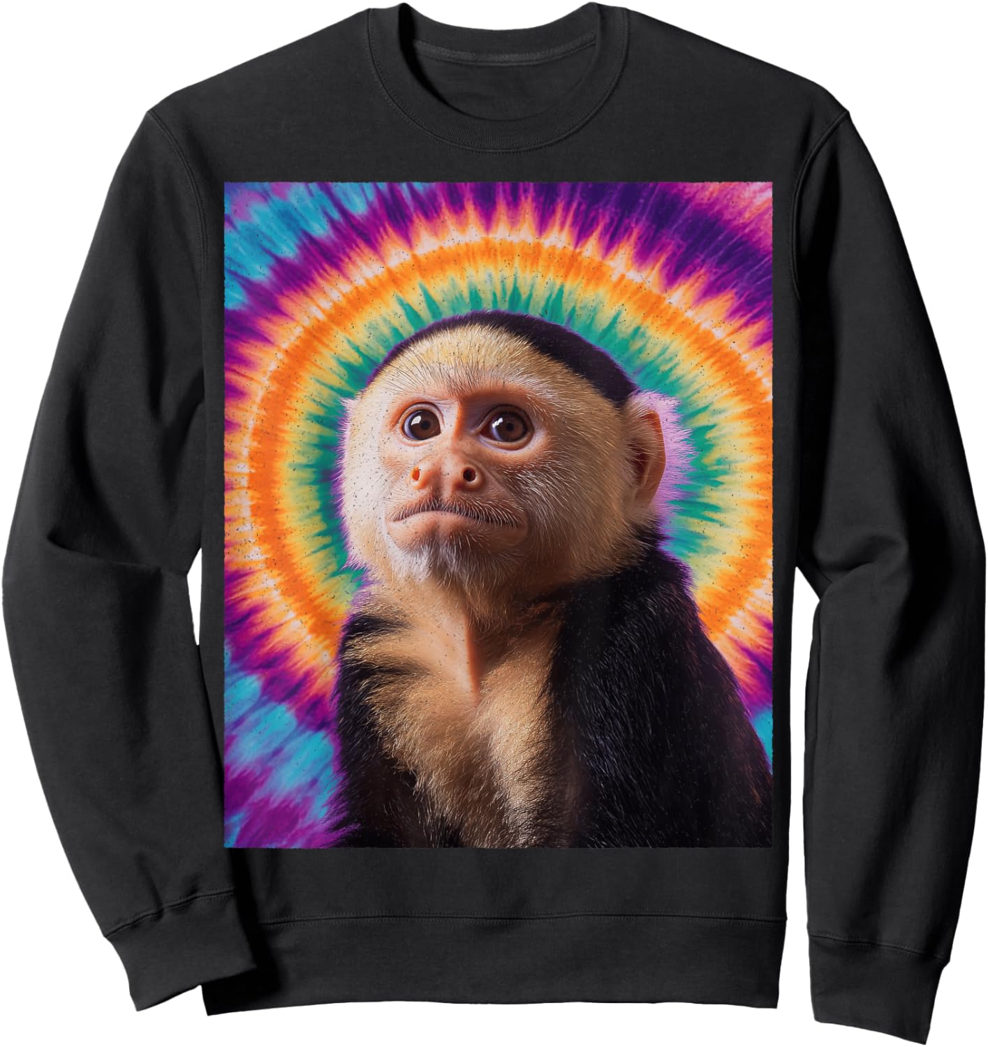 Tie-Dye Capuchin Monkey – Retro Hippie Funny Monkey Sweatshirt - Sweatshirt | Black