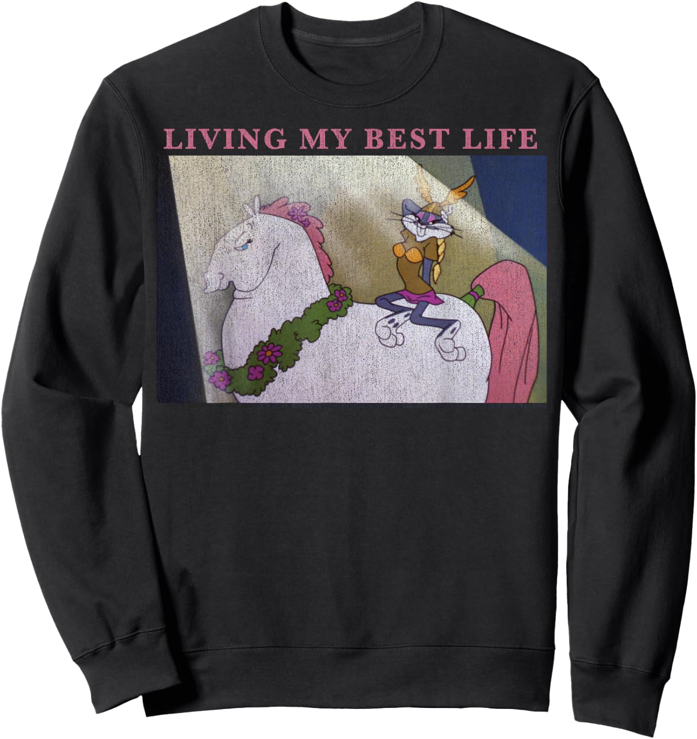 Looney Tunes Bugs Bunny Living My Best Life Sweatshirt - Sweatshirt | Black