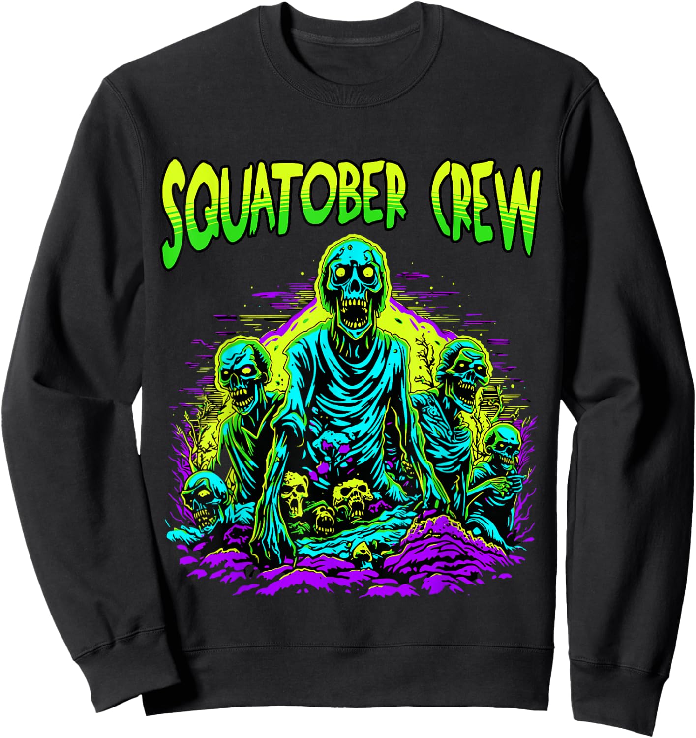 SQUATOBER CREW October Squat Challenge Zombies Sweatshirt - Sweatshirt | Black