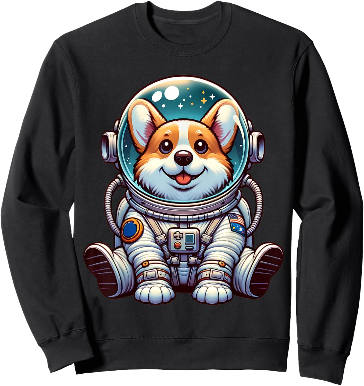 Cute Corgi Astronaut Dog Helmet Space Men Women Kids Sweatshirt - Sweatshirt | Black