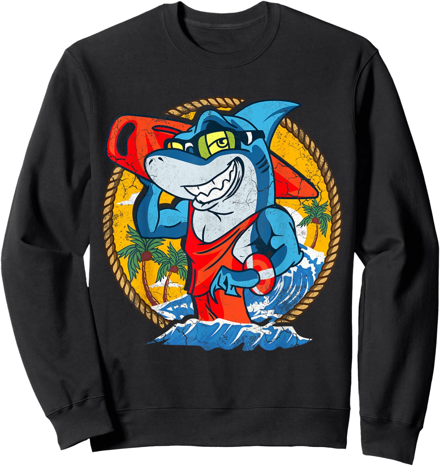 Sharks Beach Lifeguard Ocean Lake House Pool Swimming Summer Sweatshirt - Sweatshirt | Black