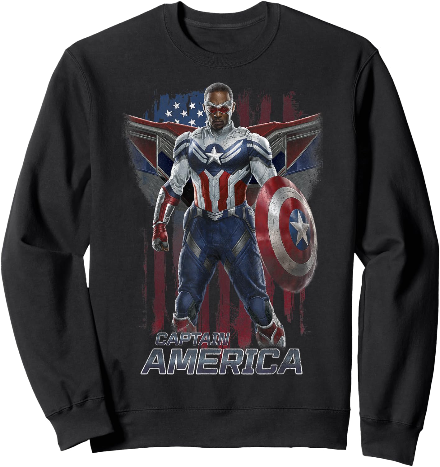 Marvel Falcon Winter Soldier Captain America Flag Portrait Sweatshirt - Sweatshirt | Black