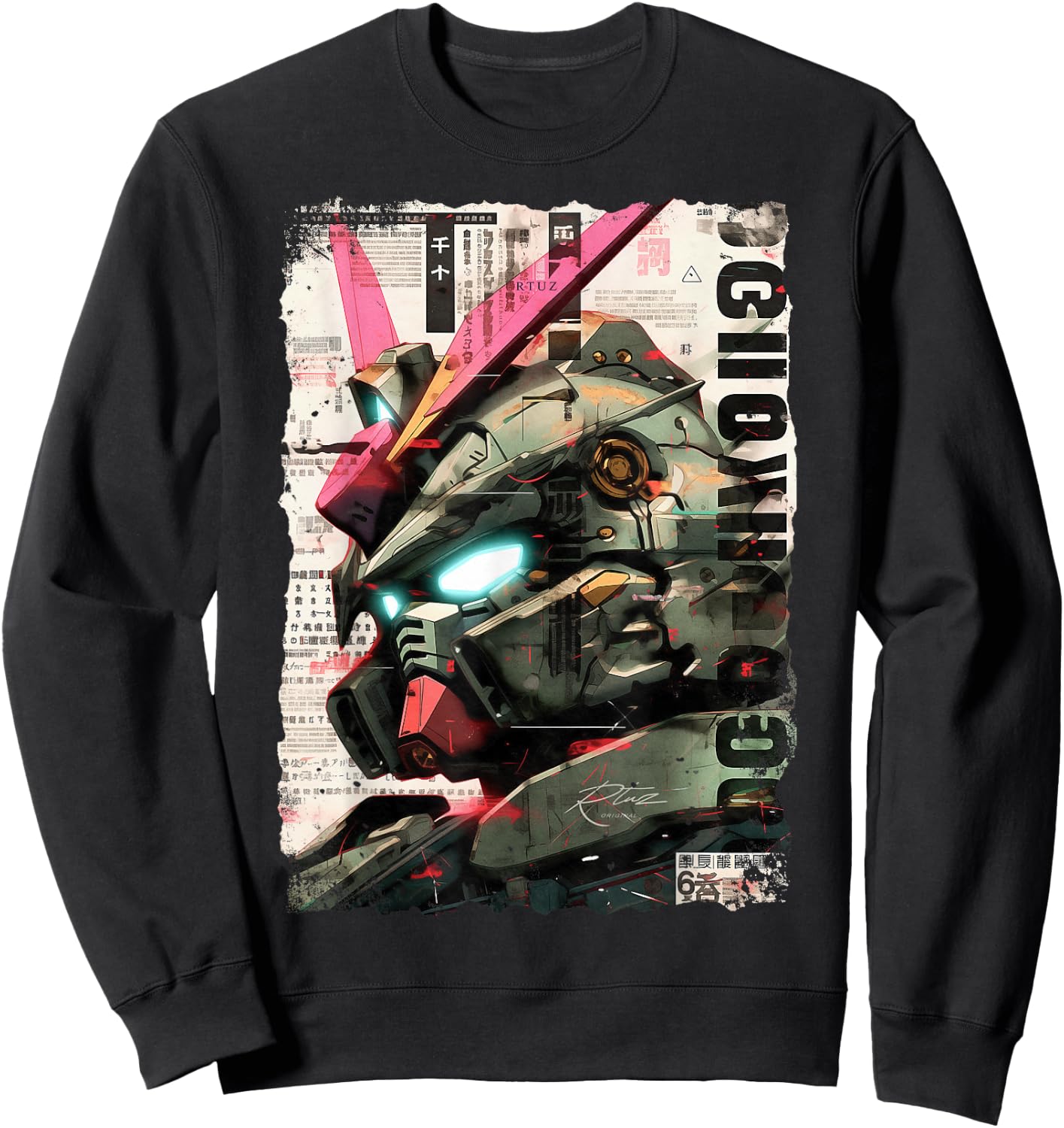 Cyberpunk Japanese cyborg futuristic robot , Small Sweatshirt - Sweatshirt | Black
