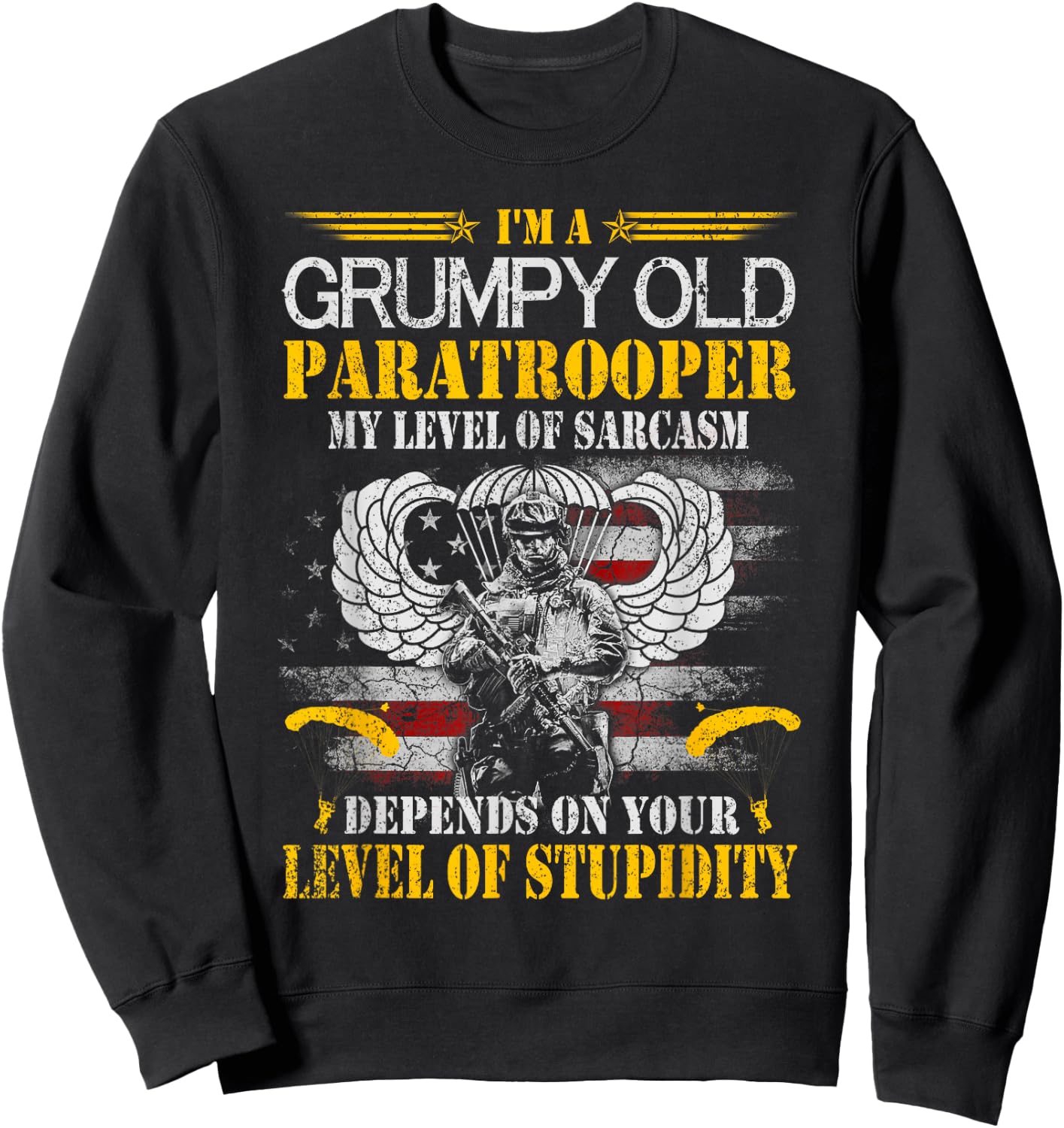 I'm A Grumpy Old Paratrooper Flag , Veterans Day Gift Sweatshirt - Sweatshirt | Black