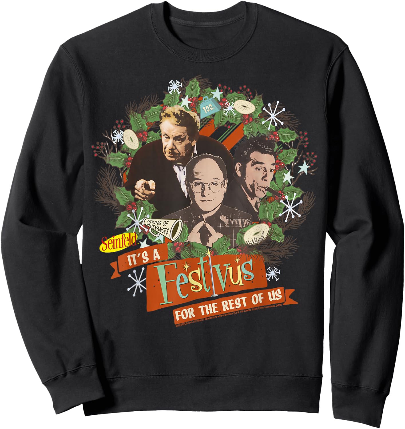 Seinfeld Festivus It's A Festivus for The Rest of Us Wreath Sweatshirt - Sweatshirt | Black