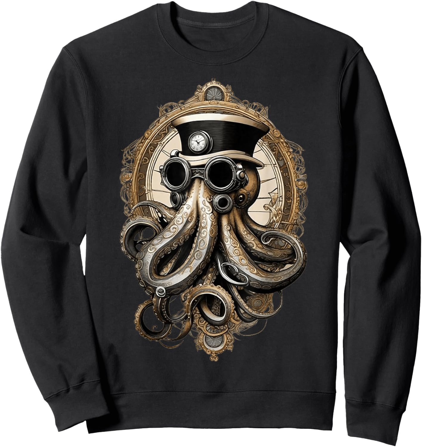 Classic Steampunk Octopus Retro Vintage Funky Fun Graphic Sweatshirt - Sweatshirt | Black