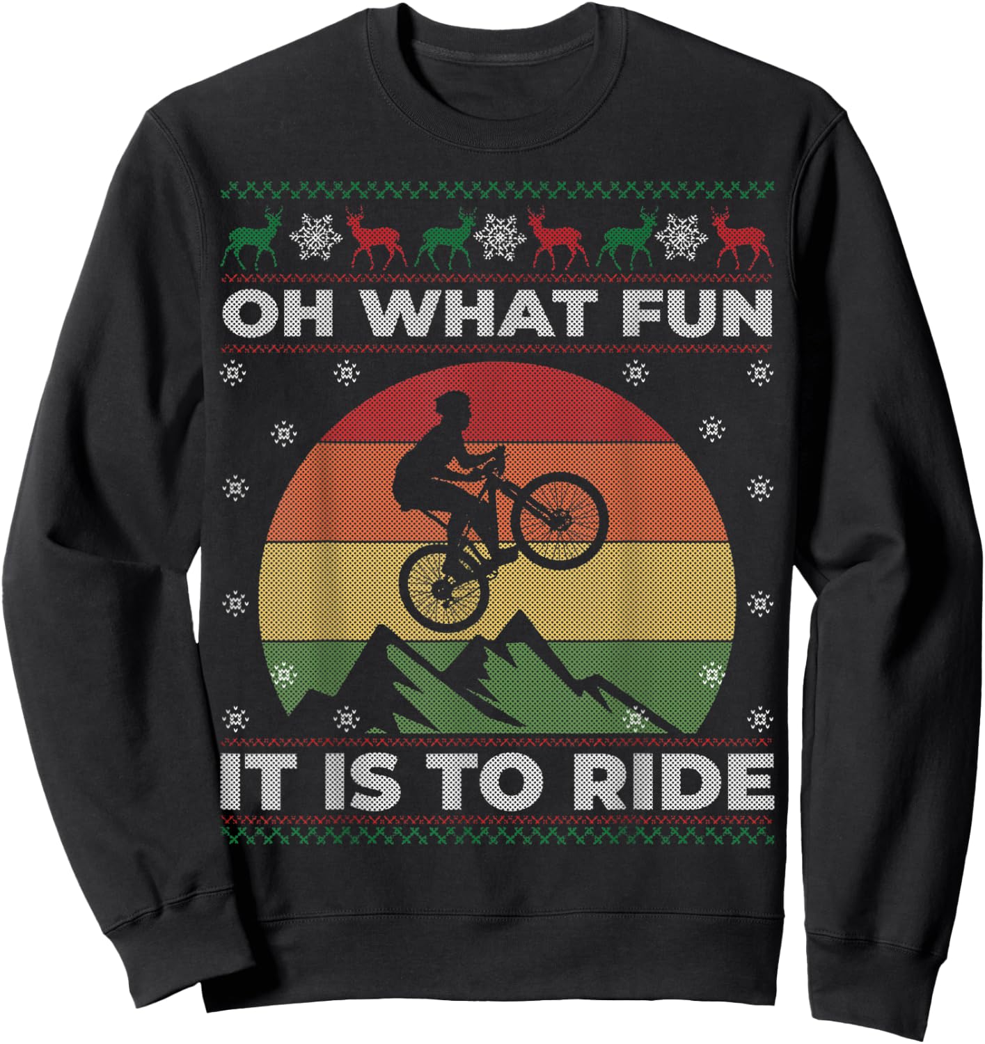 Mountain Bike Ugly Sweater Christmas Gift Women Sweatshirt - Sweatshirt | Black