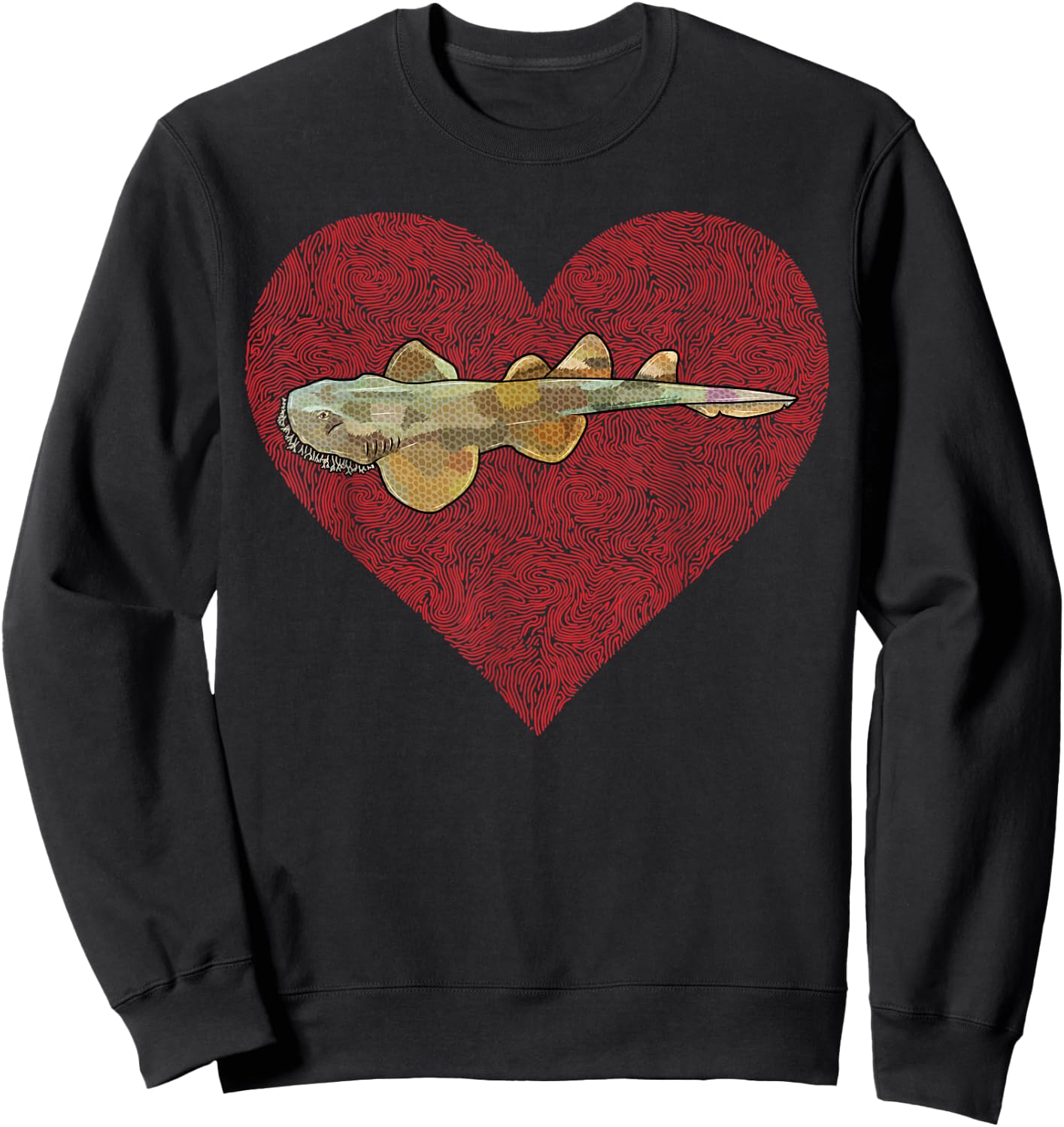 Tasselled Wobbegong Valentines Day Shark Love Fingerprint Sweatshirt - Sweatshirt | Black