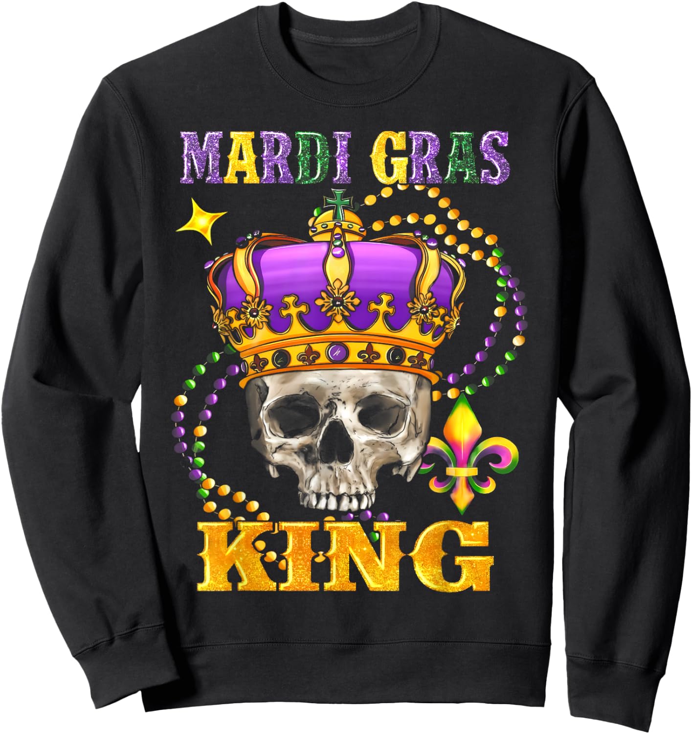 Mardi Gras King Men Carnival Costume Gift Mardi Gras Sweatshirt - Sweatshirt | Black