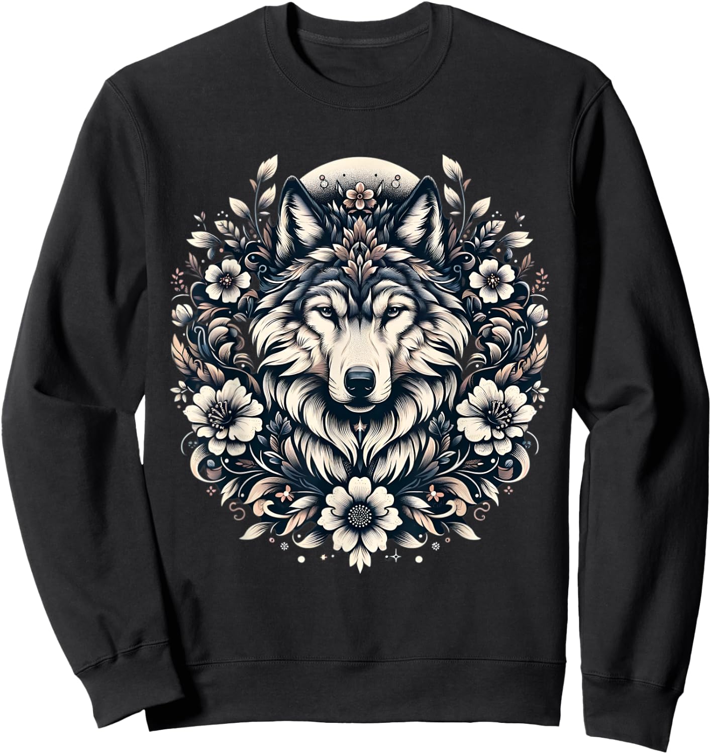 Wolf floral Wolf Lover Sweatshirt - Sweatshirt | Black