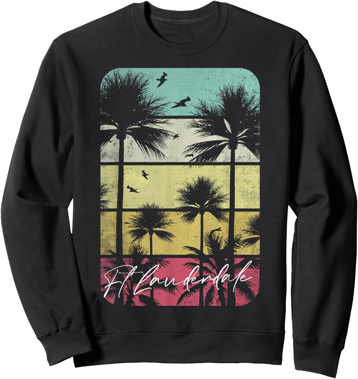 Ft. Fort Lauderdale Florida Retro Vintage Beach Surf Surfing Men Women Kids Sweatshirt - Sweatshirt | Black