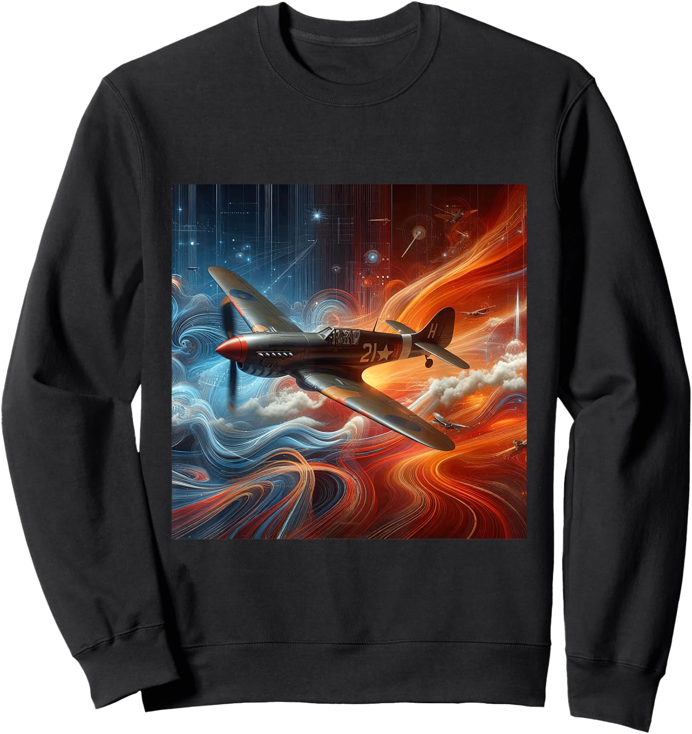 P-40 Warhawk | North American Aviation WW2 P40 Fighter Plane Sweatshirt - Sweatshirt | Black