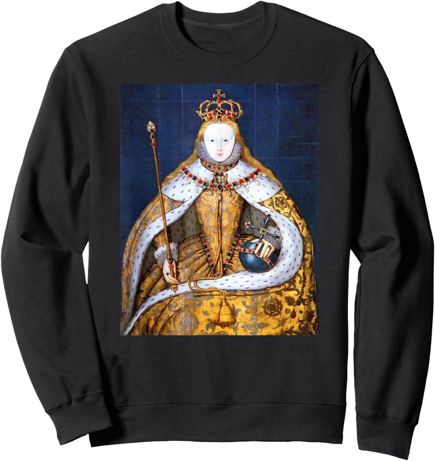 Elizabeth I In Coronation Robe Sweatshirt - Sweatshirt | Black