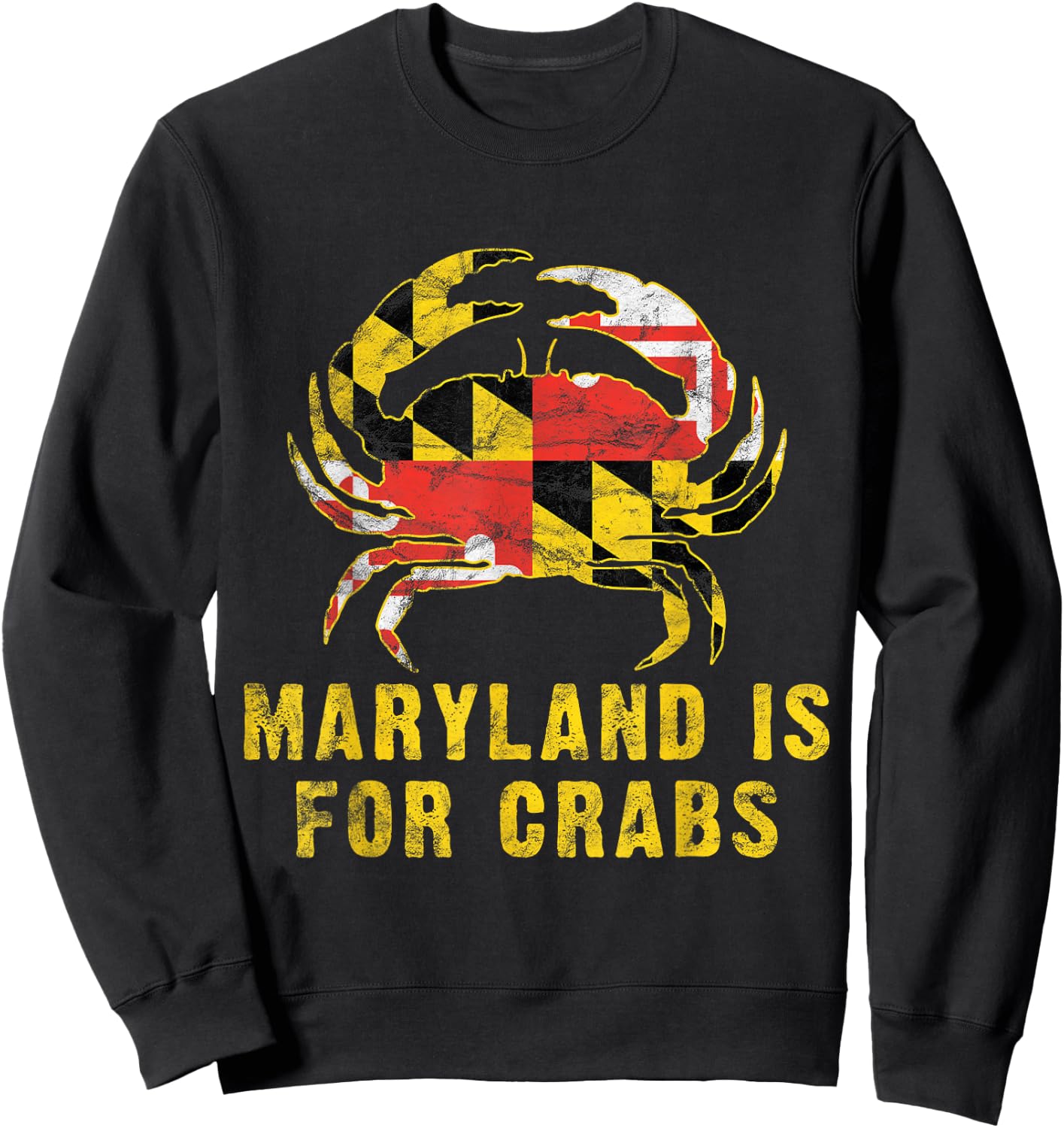 maryland is for crabs vintage ML flage crab Sweatshirt - Sweatshirt | Black