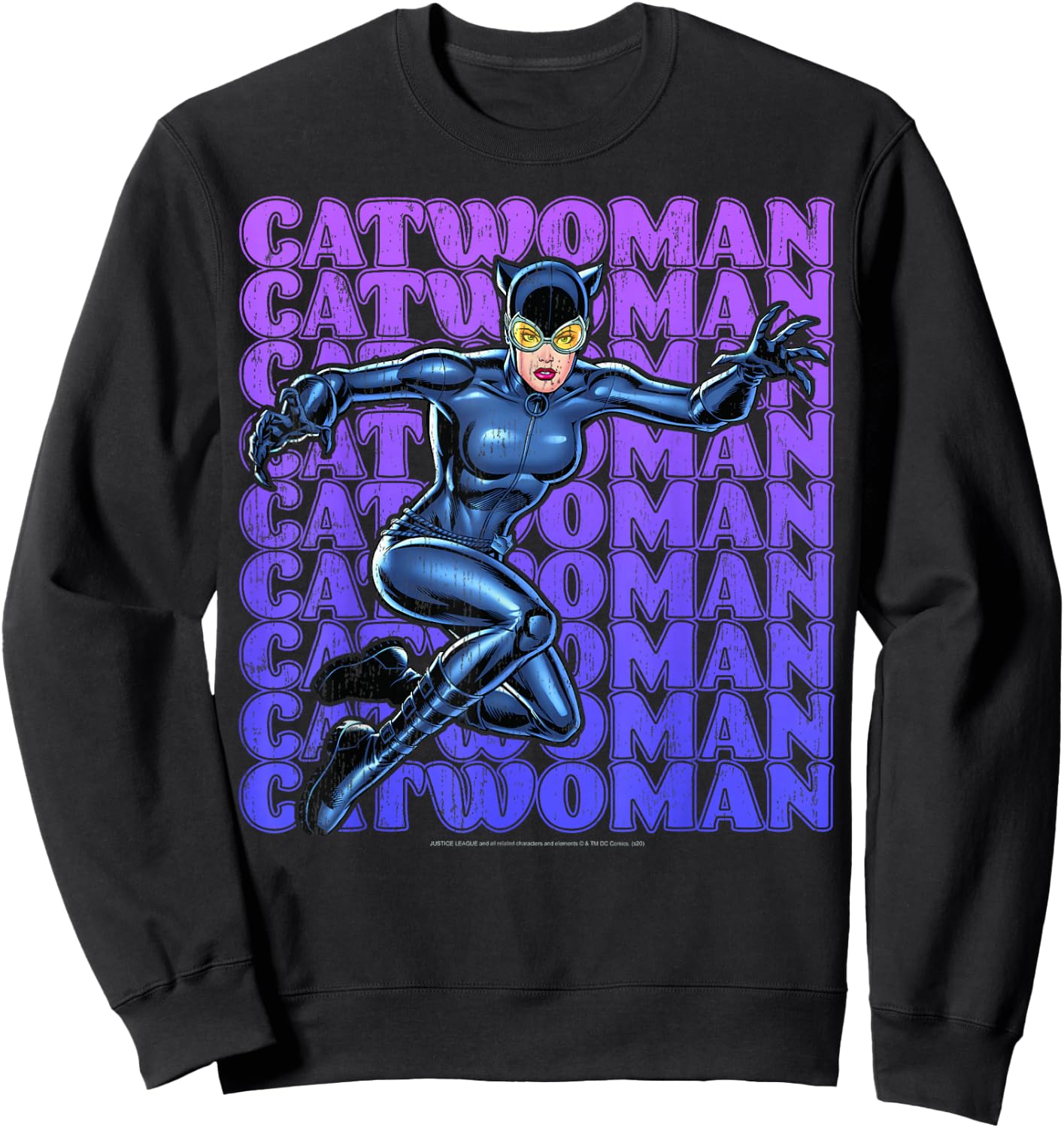 DC Comics Catwoman Name Stack Portrait Sweatshirt - Sweatshirt | Black