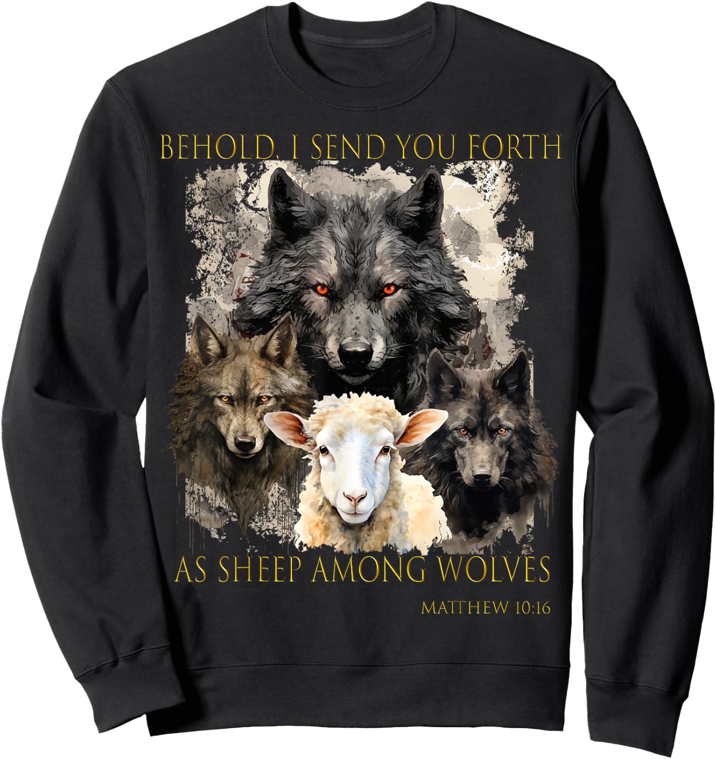 Christ Sheep among wolves John 3:16 Yeshua Religious Gospel Sweatshirt - Sweatshirt | Black