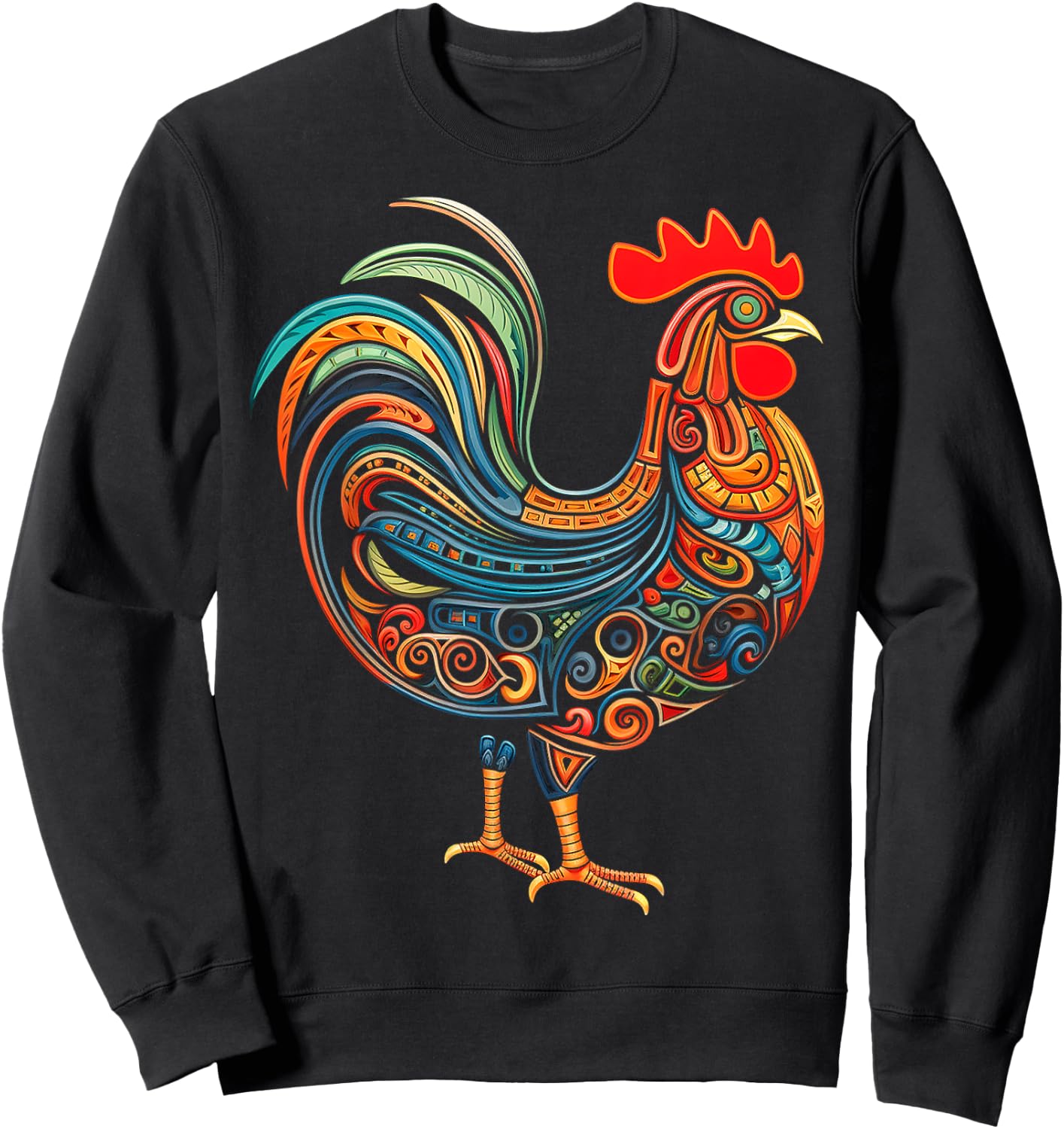 Chicken Mandala Abstract Animal Art Graphic Chicken Sweatshirt - Sweatshirt | Black