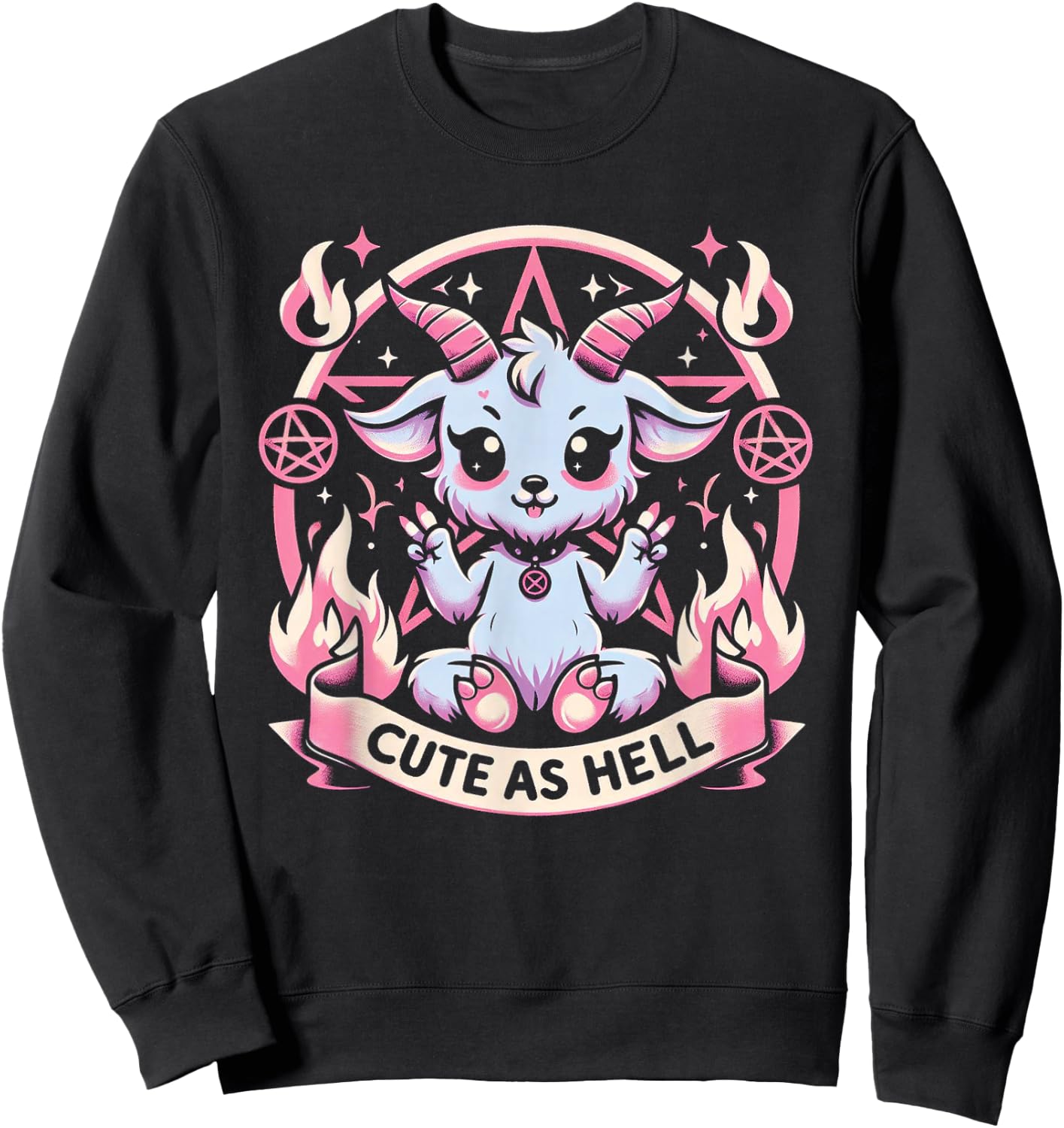 Pastel Goth Cute As Hell Kawaii Baphomet Emo Gothic Sweatshirt - Sweatshirt | Black