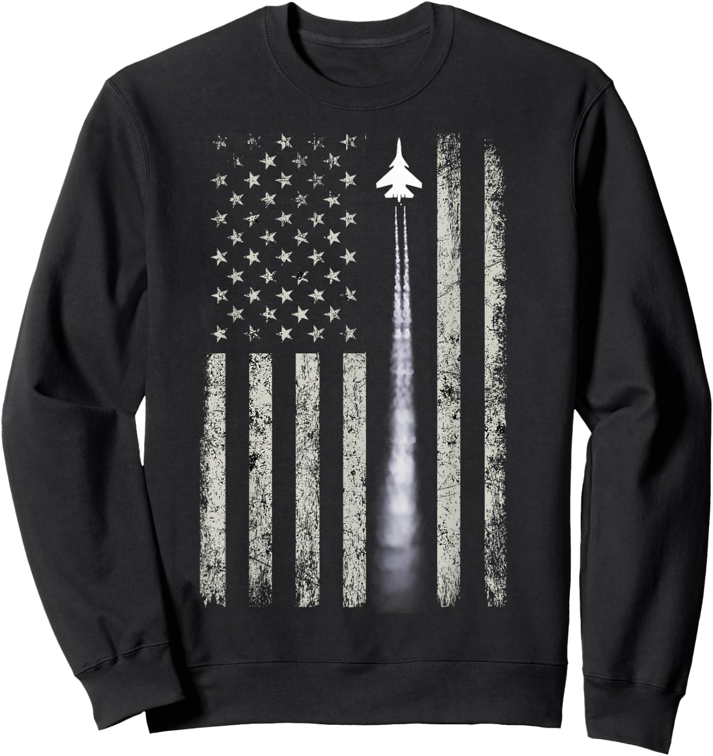 Patriotic American Flag Airplane Enthusiast Pilot Gift Men Sweatshirt - Sweatshirt | Black