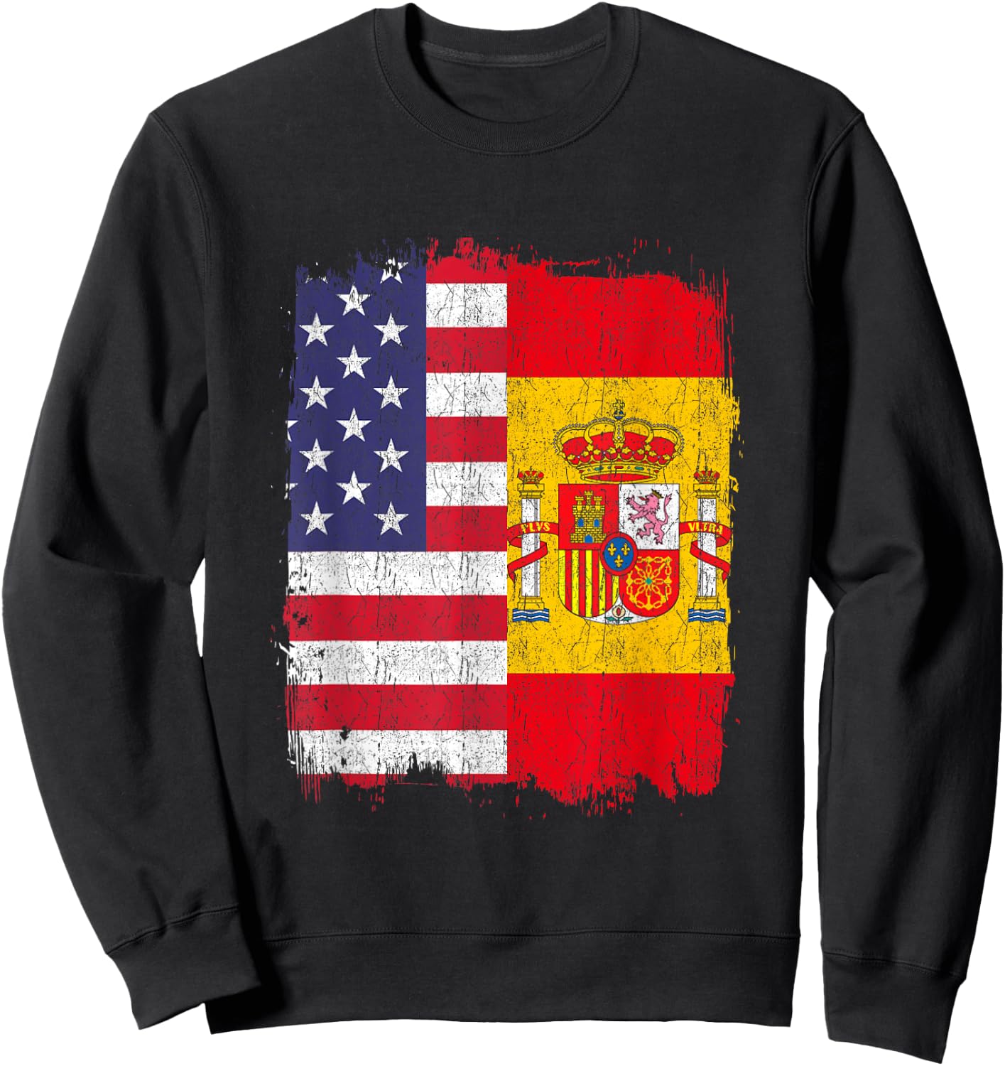 USA Spain Flag American Spanish Sweatshirt - Sweatshirt | Black