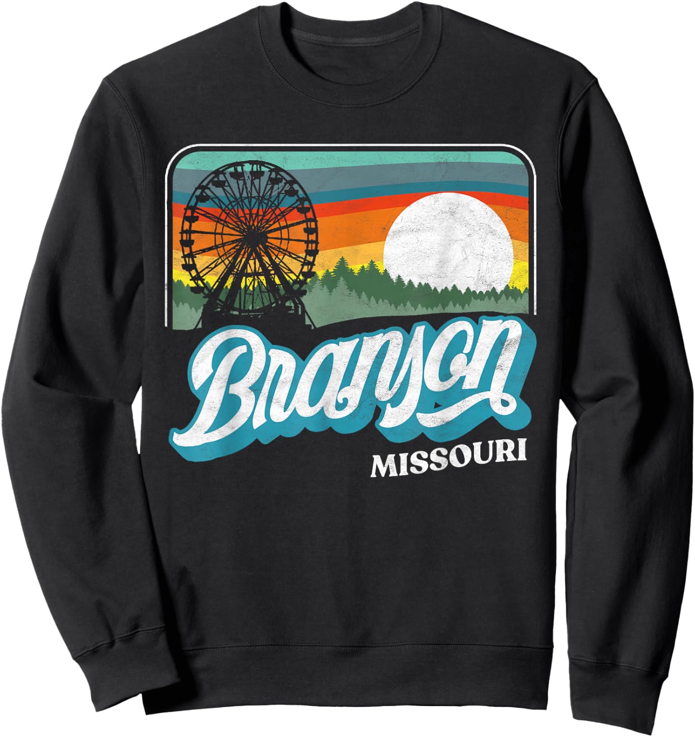 Branson Missouri Vintage 80s Style Retro Distressed Sweatshirt - Sweatshirt | Black