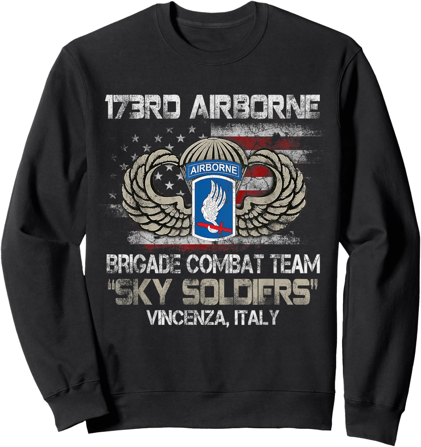 173rd Airborne Brigade Combat Team U.S Flag Veteran Gift Men Sweatshirt - Sweatshirt | Black