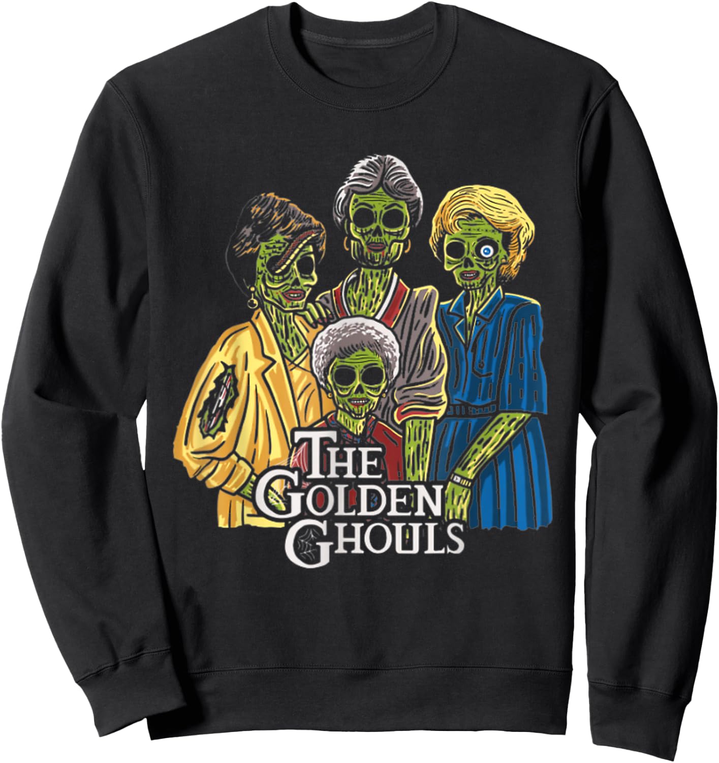 Vintage The Golden Ghouls Funny Gift Women Halloween Sweatshirt - Sweatshirt | Black